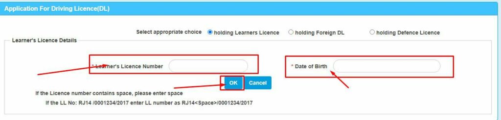 rajasthan driving licence